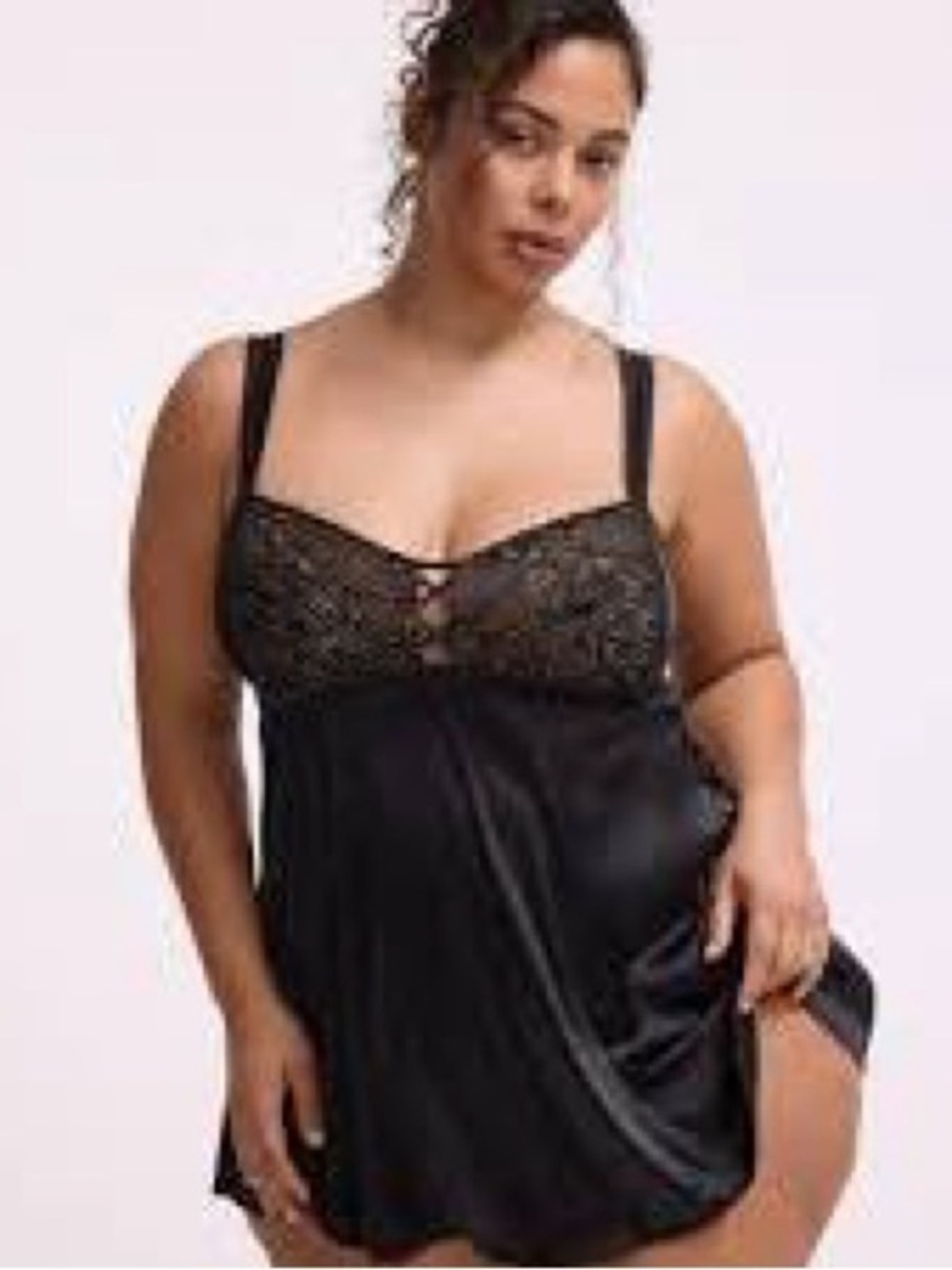 Torrid Satin Fit & Flare Wireless Babydoll NWT Black